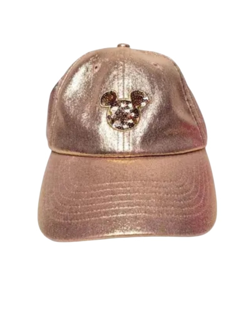 DISNEY Mickey Mouse Rose Gold Shimmer Hat, Adjustable New With Tags!